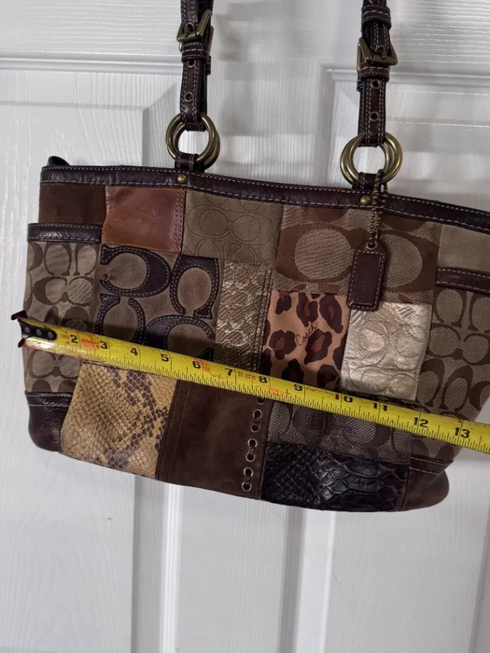 Coach Rare Vintage Y2K Signature Patchwork Tote Handbag Canvas Leather Suede GUC - Picture 12 of 13